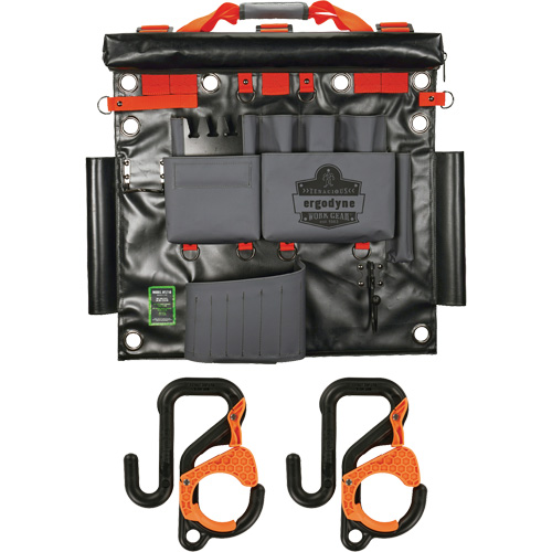 Arsenal 5711 Bucket Truck Tool Board with 2" Locking Aerial Bucket Hooks Kit, Nylon, 8 Pockets, Grey