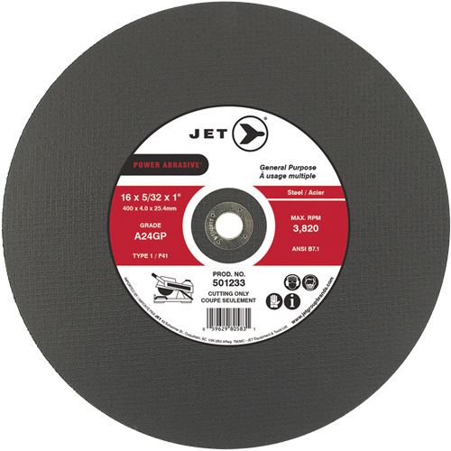A24GP Power Abrasive Cut-Off Wheel, 20" x 5/32", 1" Arbor, Type 1, 3000 RPM