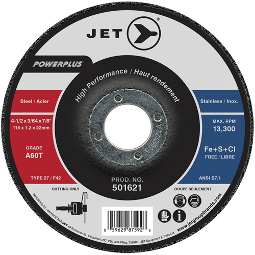 A60T PowerPlus Cut-Off Wheel, 4-1/2" x 3/64", 7/8" Arbor, Type 27, 13300 RPM