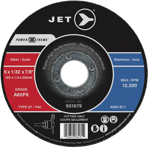 A60PX Power-Xtreme Cut-Off Wheel, 6" x 3/64", 7/8" Arbor, Type 27, 10200 RPM
