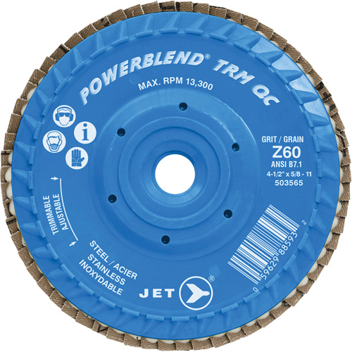 PowerBlend™ TRM QC Trimmable Flap Disc, 5" x 5/8"-11, Type 27, Z60 Grit, Zirconia Alumina