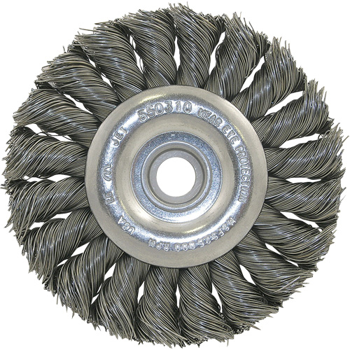 3K114 Unthreaded Knot Twisted Wire Wheel, 3-1/4" Dia., 0.014" Fill, 3/8"-1/2 Arbor