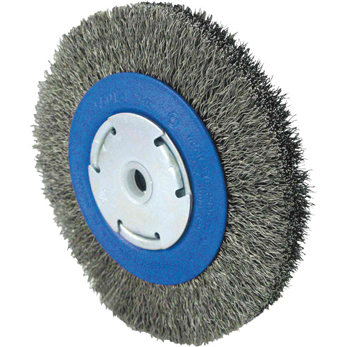Crimped Wire Wheel Brushes, 6" Dia., 0.014" Fill, 1/2" - 5/8" - 2 Arbor