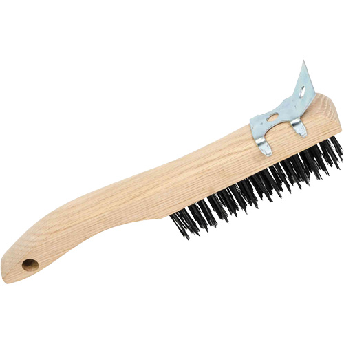 4SHWSC Hand Scratch Brushes, Carbon Steel, 4 x 16 Wire Rows, 10" Long