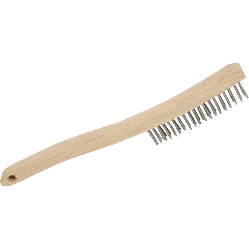3LHSS Hand Scratch Brushes, Stainless Steel, 3 x 19 Wire Rows, 13-3/4" Long