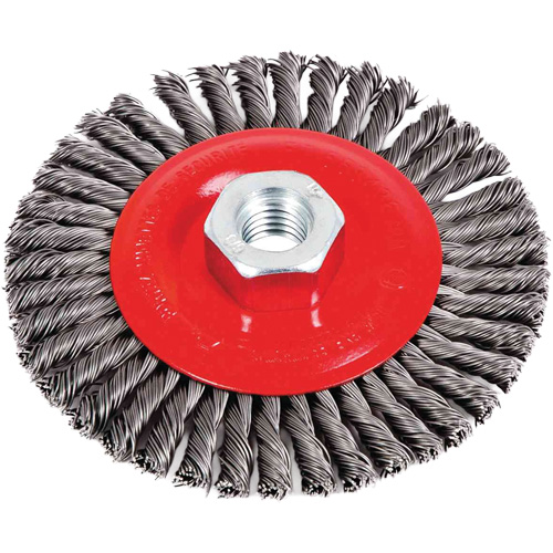 Stringer Bead Brushes for Angle Grinders, 4-1/2" Dia., 0.02" Fill, 5/8"-11 Arbor, Steel