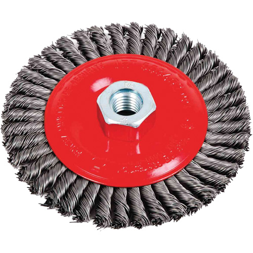 Stringer Bead Brushes for Angle Grinders, 5" Dia., 0.02" Fill, 5/8"-11 Arbor, Steel