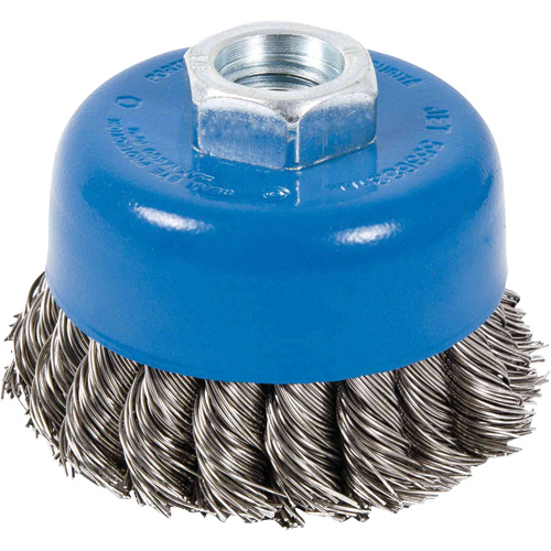 CK3201-SST Stainless Steel Knot Twisted Cup Brushes, 3" Dia. x 5/8"-11 Arbor