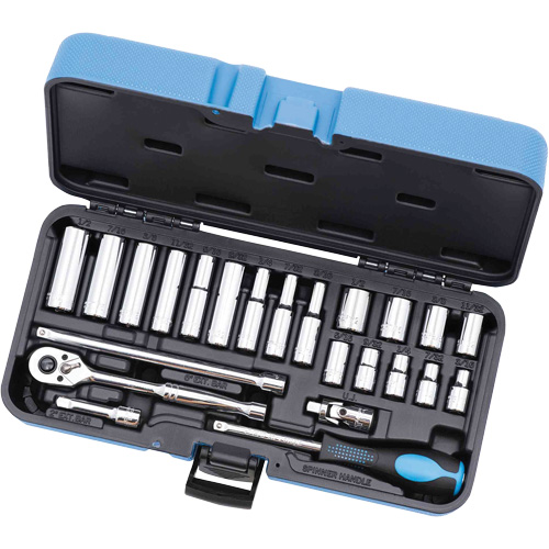 Socket Wrench Set, 24 Pcs, 1/4" Drive Size, Deep