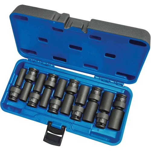 Universal Socket Sets, 10 Pcs, Impact, 3/8" Drive Size, Deep