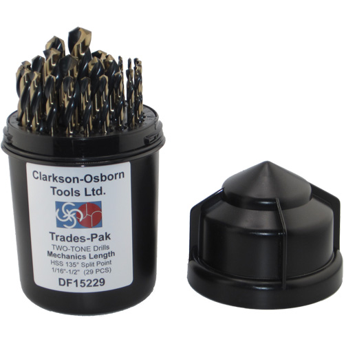 Two-Tone 29-Piece Mechanic's Drill Set, High Speed Steel