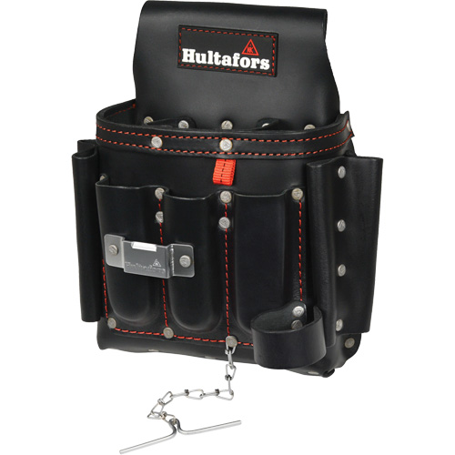 Electrician's Tool Pouch, Leather, 8 Pockets, Black