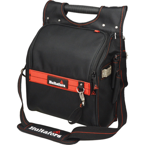 Zippered Professional Electrician's Tool Pouch, Ballistic Polyester, 19 Pockets, Black/Red