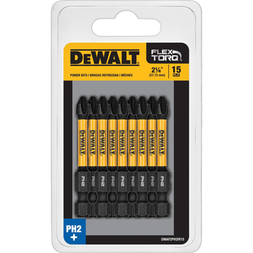 15-Piece FLEXTORQ® Impact Screwdriving Bits, Phillips, #2, 1/4" Drive