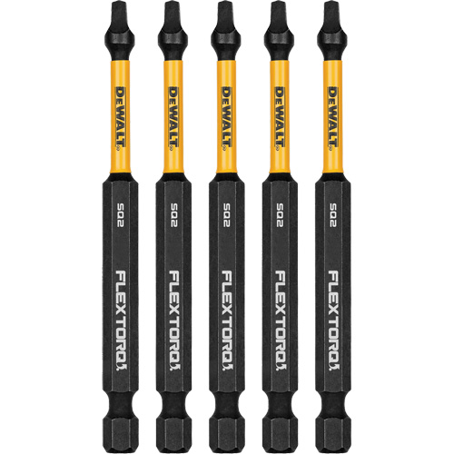 5-Piece FLEXTORQ® Impact Screwdriving Bits, Square, #2, 1/4" Drive