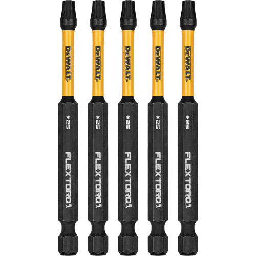 5-Piece FLEXTORQ® Impact Screwdriving Bits, Torx, T-25, 1/4" Drive