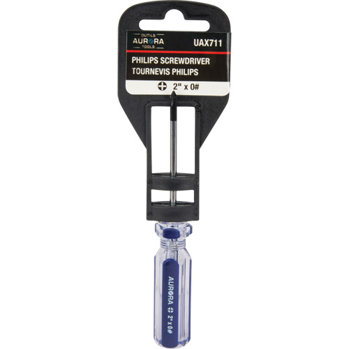 Blue Transparent Striped Philips Screwdriver, #0, Plastic Handle
