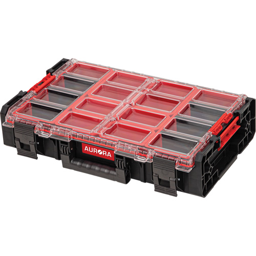 Arx® X-Large Organizer with Short Bins, 23" x 15-1/5" x 5", Black