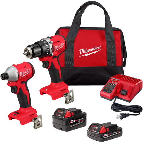 Compact Brushless 2-Tool Combo Kit, Lithium-Ion, 18 V