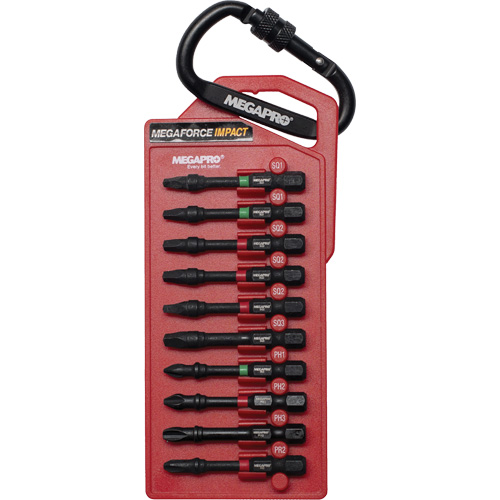 Assorted Impact Bit Set, 10 Pcs., Phillips/Square