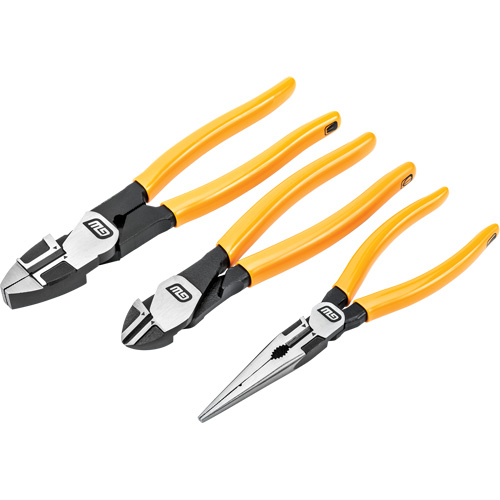 PITBULL Dipped Handle Electrician's Plier Set, 3 Pieces