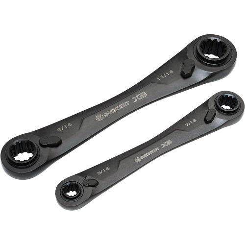 X6™ 4-in-1 Black Oxide Spline Ratcheting SAE Wrench Set, 2 Pieces, Imperial