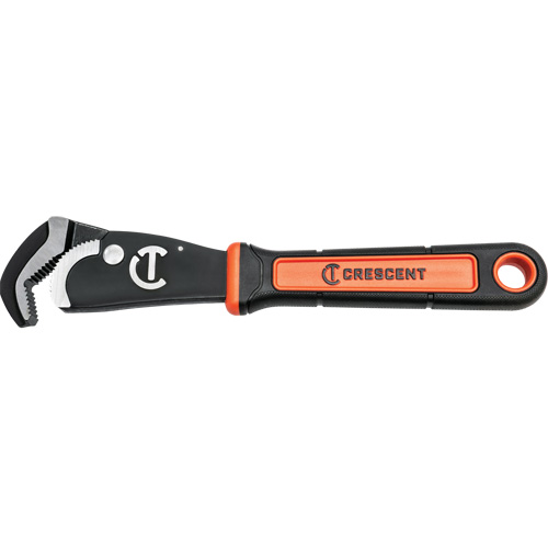 Self-Adjusting Dual Material Pipe Wrench, 1-1/2" Jaw Capacity, 12" Long, Black Oxide Finish, Cushion Handle