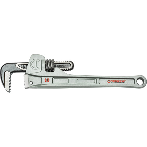 Slim Jaw Pipe Wrench, 1-9/10" Jaw Capacity, 10" Long, Powder Coated Finish, None Handle