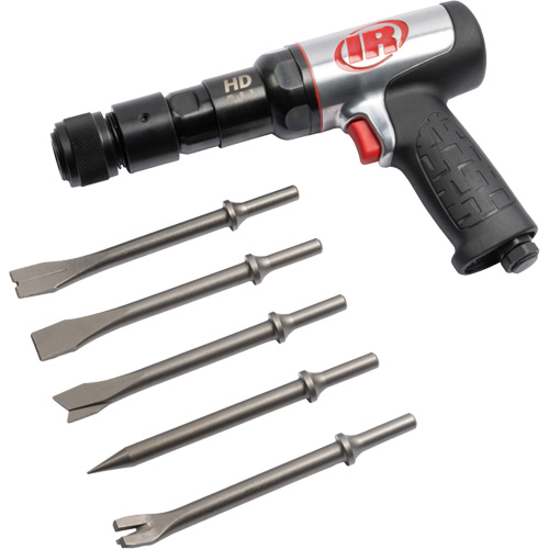 5-Piece Heavy-Duty Air Hammer with Chisel Set, 2.66 CFM, 1/4" NPT, 2600 BPM, 3/4" x 3" (19mm x 76mm)