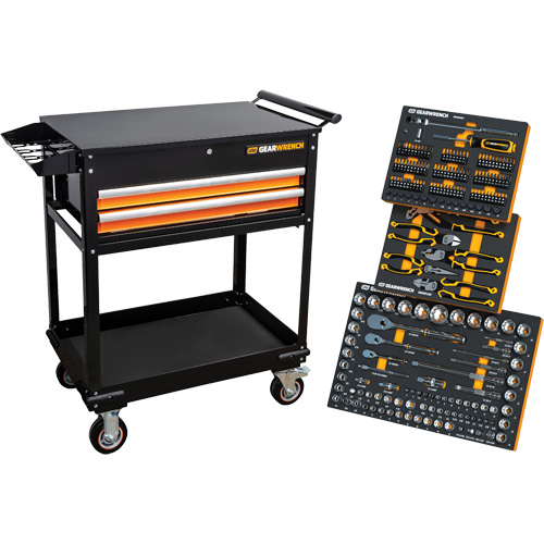 Mechanics Tool Set in Modular Foam Trays with Storage Unit, 194 Pieces