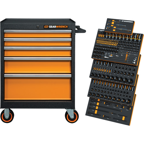 Mechanics Tool Set in Modular Foam Trays with Storage Unit, 247 Pieces