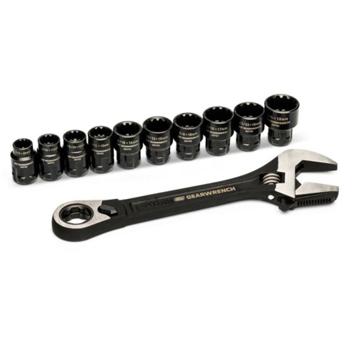 11-Piece Pass-Thru™ Adjustable Wrench Set, 8" L, 1-1/8" Max Width, Chrome/Polished