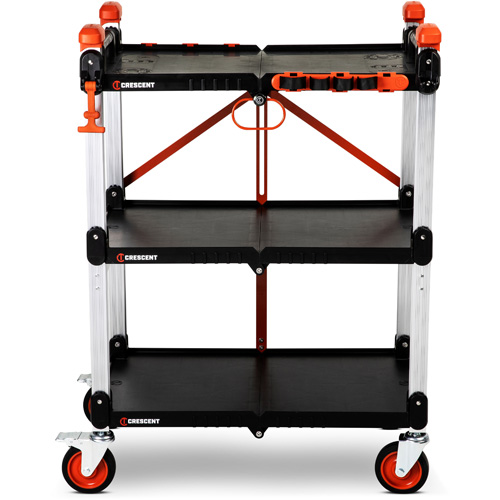SITERUNNER 3-Shelf Folding Jobsite Cart, 30-3/5" L x 20" W x 42-1/2" H, Black