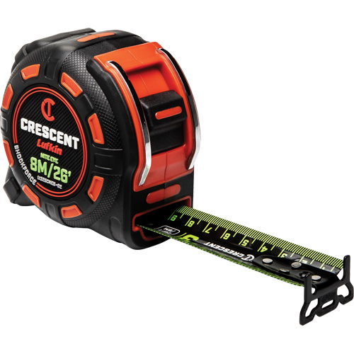 Shockforce™ NITE EYE Tape Measure, 1-1/4" x 25'/8 m, Metric/SAE Graduations