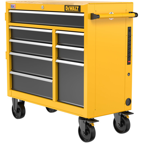 Heavy-Duty Mobile Workstation, 8 Drawers, 40" W x Yellow
