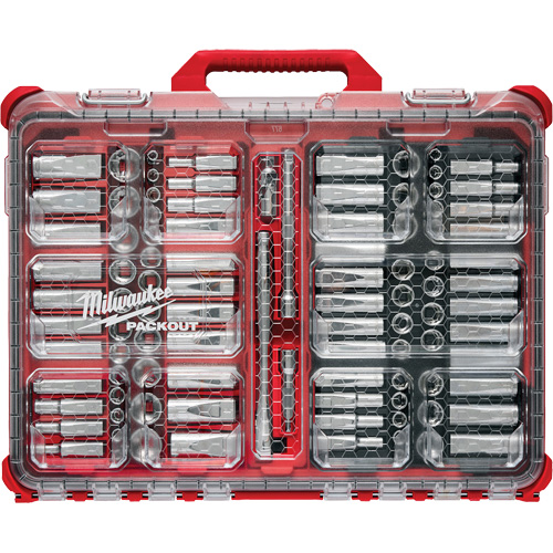 Metric/SAE Ratchet & Socket Set with PACKOUT™ Low-Profile Organizer, 98 Pcs, 3/8" Drive Size
