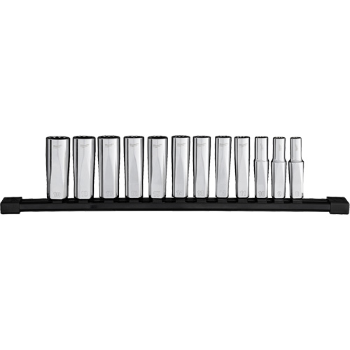 12-Point Deep Well Metric Socket Set, 12 Pcs, 3/8" Drive Size, Deep