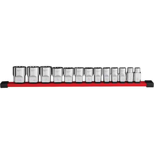 12-Point SAE Socket Set, 13 Pcs, 1/2" Drive Size