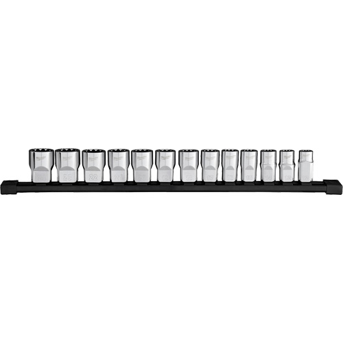 12-Point Metric Socket Set, 13 Pcs, 1/2" Drive Size