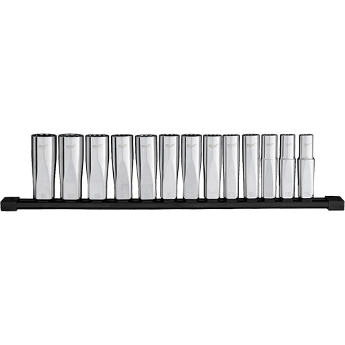 12-Point Deep Well Metric Socket Set, 13 Pcs, 1/2" Drive Size, Deep