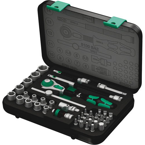 8100 SA 2 Zyklop Speed Ratchet Set, 42 Pcs, 3/8" Drive Size