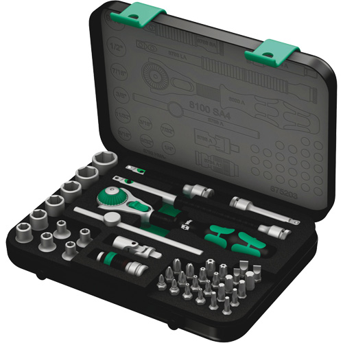 8100 SA 4 Zyklop Speed Ratchet Set, 41 Pcs, 1/4" Drive Size