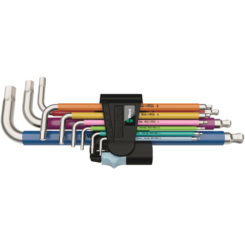 3950/9 Hex-Plus Multicolour Stainless 1 L-Key Set, 9 Pcs., Metric