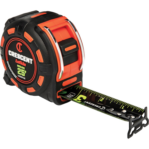 SHOCKFORCE NITE EYE™ Tape Measure, 1-1/4" x 25', Imperial Graduations