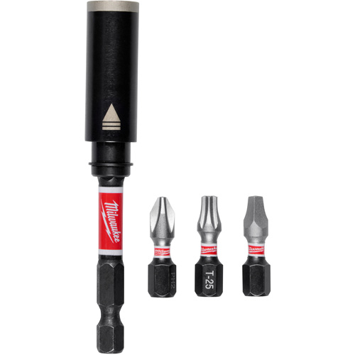 Shockwave™ Impact Duty™ 3" Screw-Holding Bit Holder & Insert Bit Set, 4 Pcs., Phillips/Square/Torx®