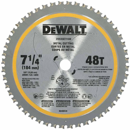 Circular Saw Blade, 7-1/4", 48 Teeth, Metal Use