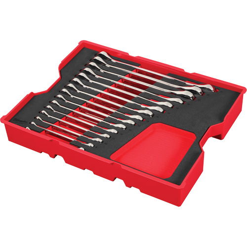 Wrench Set with Tray for PACKOUT™ Drawers, Ratcheting Combination, 15 Pieces, Metric
