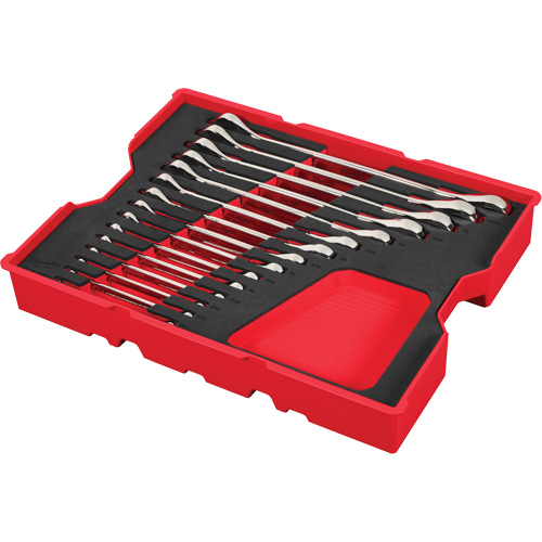SAE Wrench Set with Tray for PACKOUT™ Drawers, Ratcheting Combination, 15 Pieces, Imperial