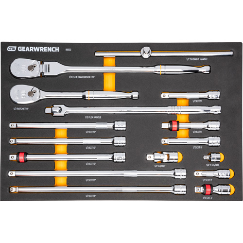 1/2" 90-Tooth Ratchet & Drive Tool Set with Foam Storage Tray