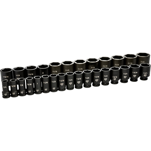 6 Point SAE Socket Set, 29 Pcs, Impact, 3/4" Drive Size, Deep